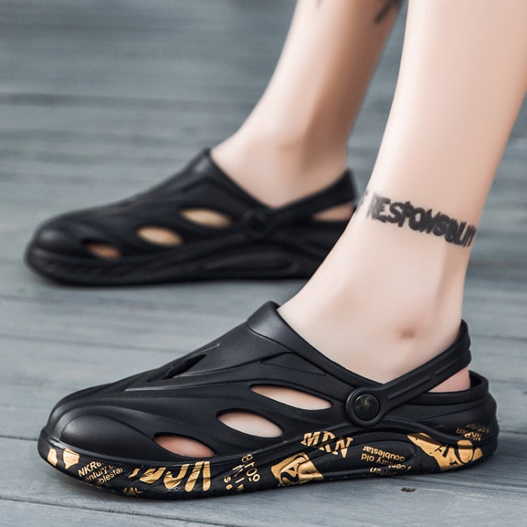 Large Size Sandals Summer Men Flip Flop Outdoor Hole Shoes Beach Shoes, Size: 47(Black)