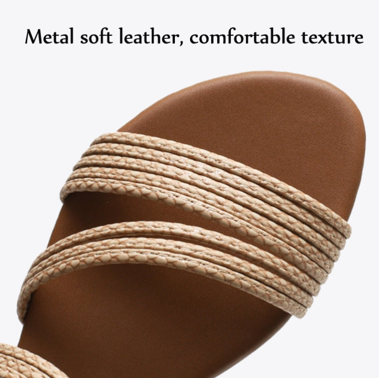Ladies Summer Wedge Sandals Open-Toe Thick-Soled Roman Style Sandals, Size: 36