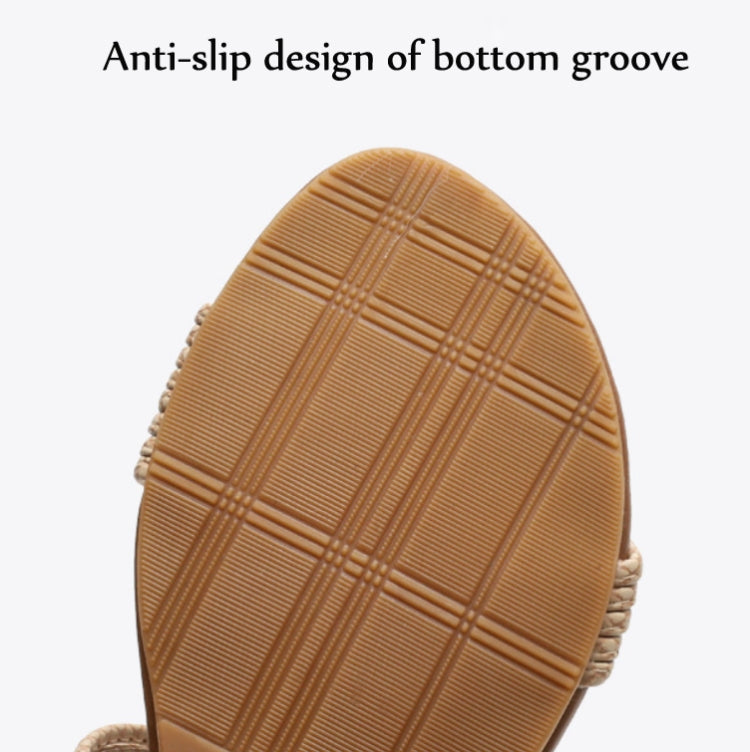 Ladies Summer Wedge Sandals Open-Toe Thick-Soled Roman Style Sandals, Size: 36