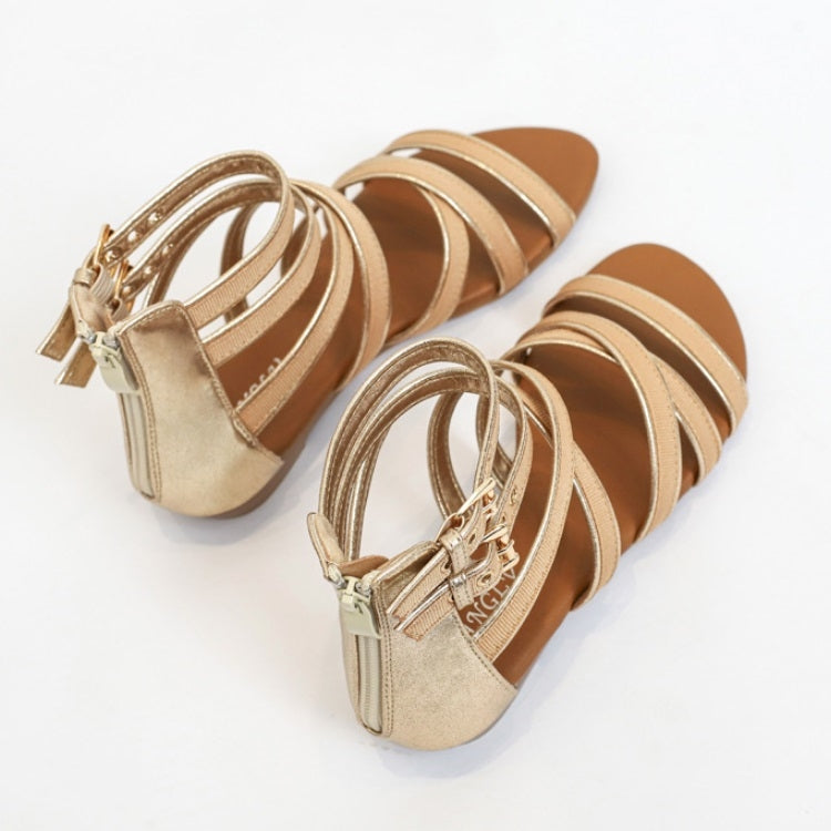 Ladies Summer Wedge Heel Sandals Cross Strap Open Toe Roman Style Shoes, Size: 37