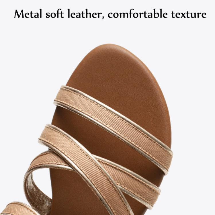 Ladies Summer Wedge Heel Sandals Cross Strap Open Toe Roman Style Shoes, Size: 41