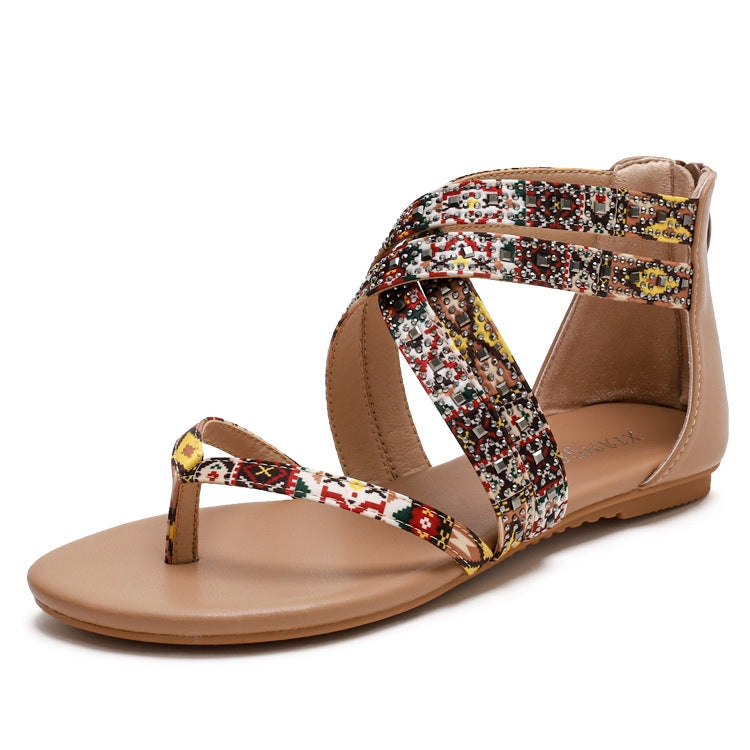 Ladies Summer Sandals Bohemian Stlye Casual All-Match Flat Shoes, Size: 36