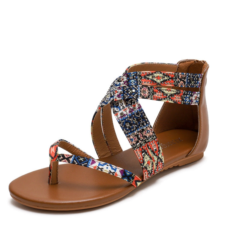 Ladies Summer Sandals Bohemian Stlye Casual All-Match Flat Shoes, Size: 36