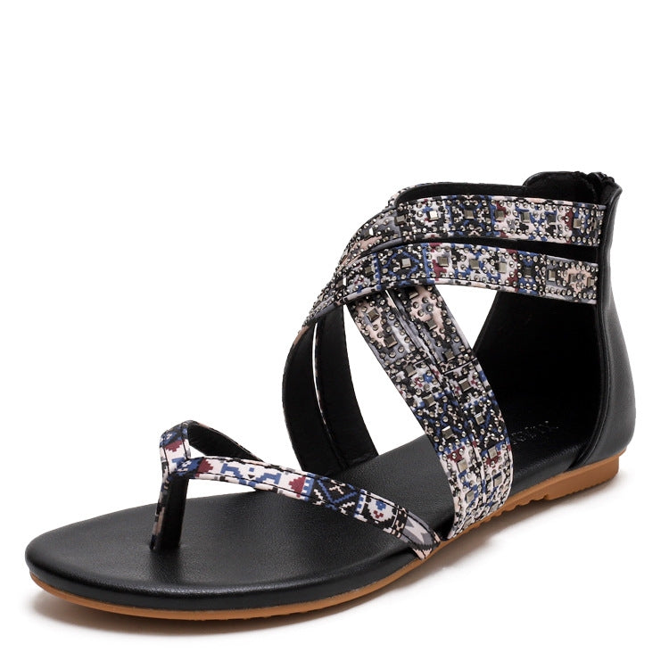 Ladies Summer Sandals Bohemian Stlye Casual All-Match Flat Shoes, Size: 39