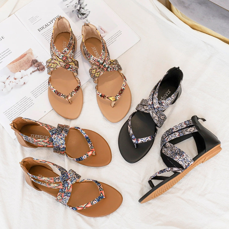 Ladies Summer Sandals Bohemian Stlye Casual All-Match Flat Shoes, Size: 39