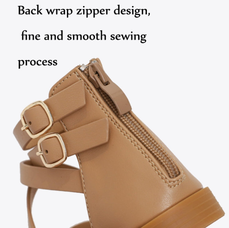 Ladies Summer Strappy Cross Sandals Roman Style Low-Heeled Retro Shoes, Size: 41