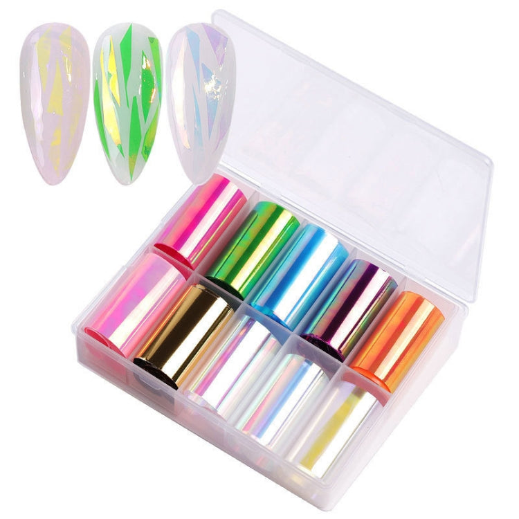 Ice Cube Nail Art Accessories Nail Art Aurora Colorful Cellophane, Specification type: 4 Boxes  4 x 100cm (01)