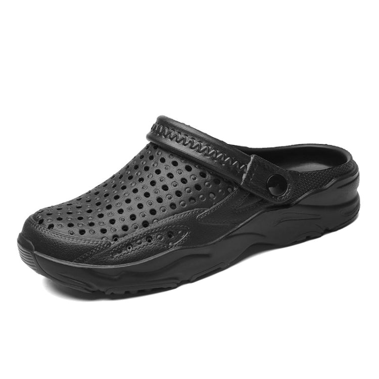 Spring Summer Casual Men Holes Shoes Light Breathable Outdoor Beach Sandals Slippers, Size: 43(Black)