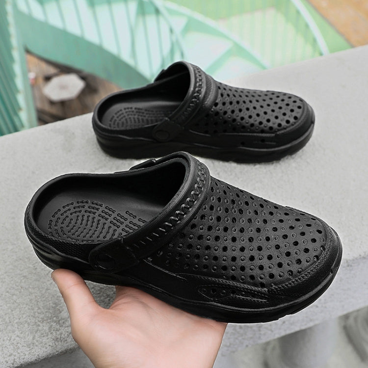 Spring Summer Casual Men Holes Shoes Light Breathable Outdoor Beach Sandals Slippers, Size: 43(Black)