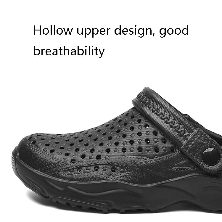 Spring Summer Casual Men Holes Shoes Light Breathable Outdoor Beach Sandals Slippers, Size: 43(Black)