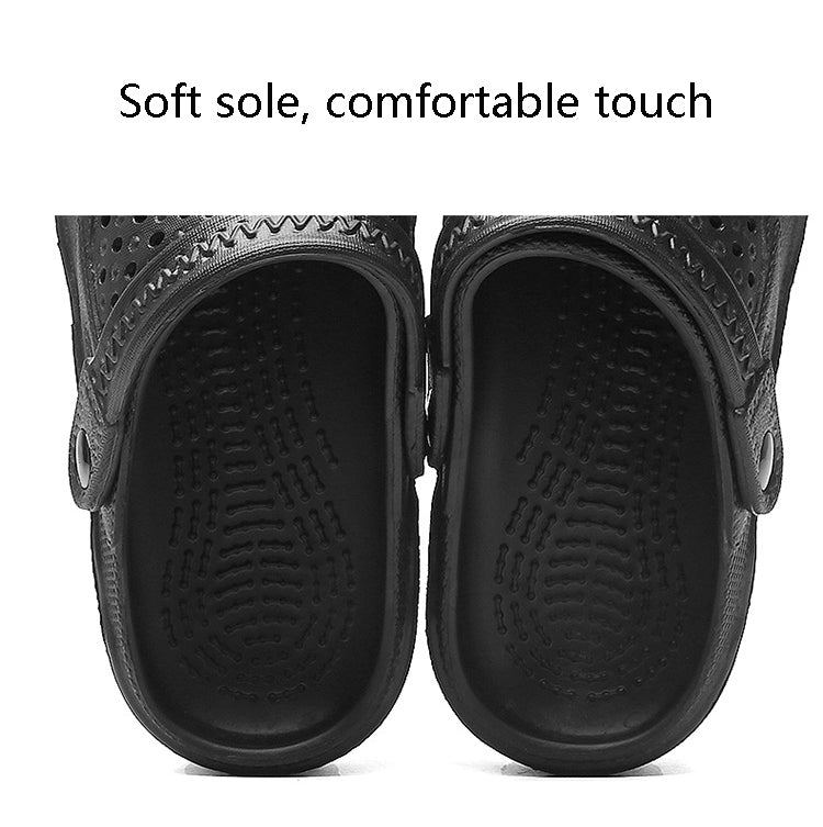 Spring Summer Casual Men Holes Shoes Light Breathable Outdoor Beach Sandals Slippers, Size: 43(Black)