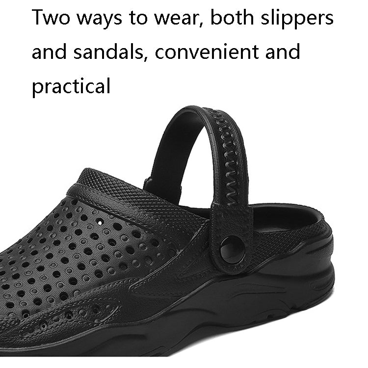 Spring Summer Casual Men Holes Shoes Light Breathable Outdoor Beach Sandals Slippers, Size: 43(Black)