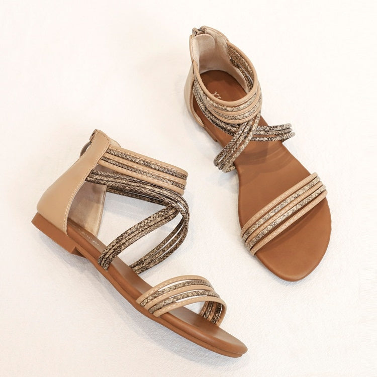 Women Summer Sandals Roman Style Flat Shoes Seaside Beach Shoes, Size: 37