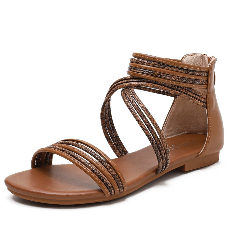Women Summer Sandals Roman Style Flat Shoes Seaside Beach Shoes, Size: 40
