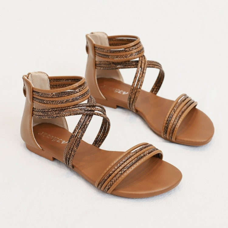 Women Summer Sandals Roman Style Flat Shoes Seaside Beach Shoes, Size: 40