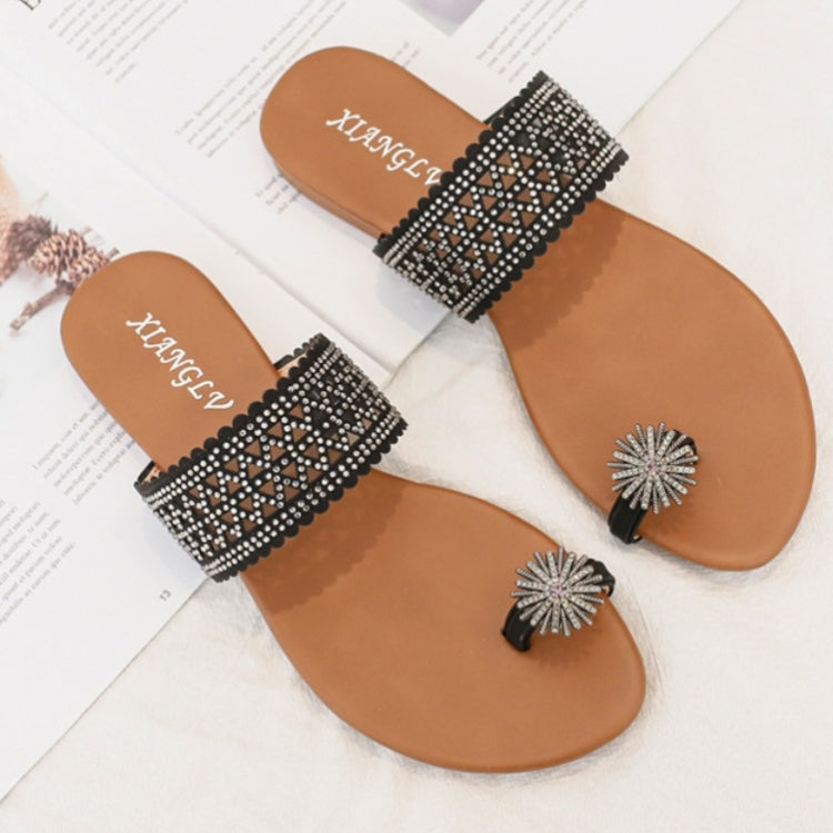 Women Summer Sandals Bohemian Style Buckle Seaside Flats Shoes, Size: 41