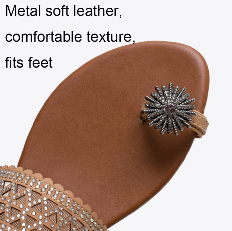 Women Summer Sandals Bohemian Style Buckle Seaside Flats Shoes, Size: 41