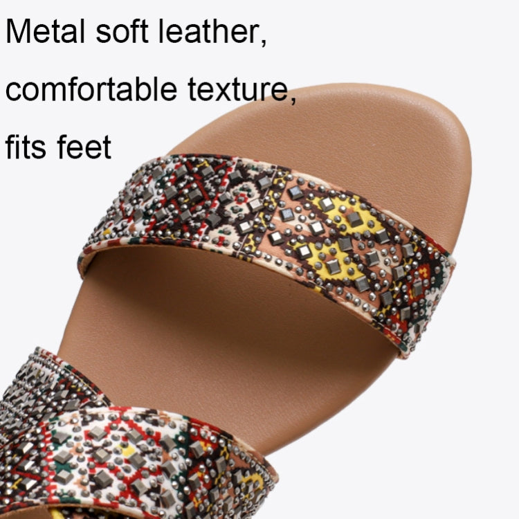 Ladies Summer Sandals Bohemian Ethnic Beach Flat Shoes, Size: 40