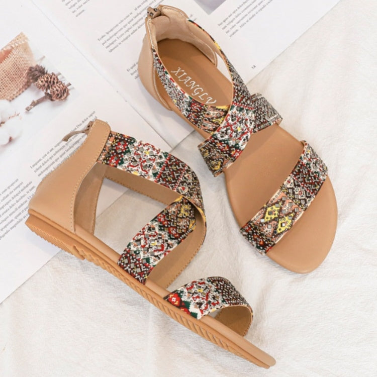 Ladies Summer Sandals Bohemian Ethnic Beach Flat Shoes, Size: 41