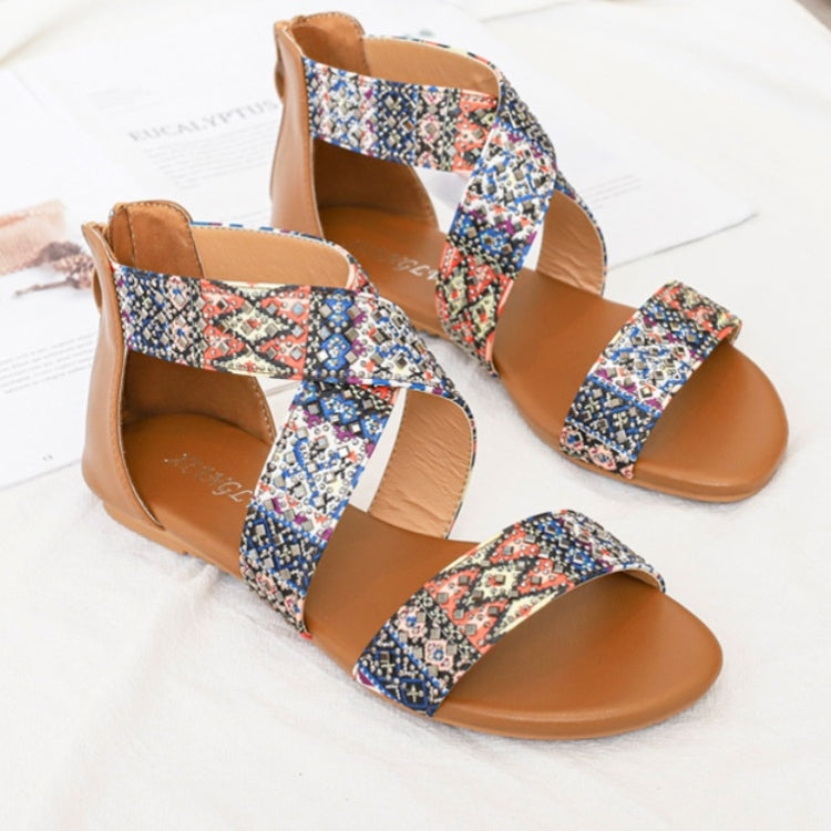 Ladies Summer Sandals Bohemian Ethnic Beach Flat Shoes, Size: 41