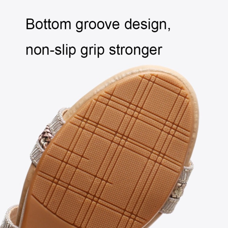 Ladies Summer Slope Heel Sandals Non-Slip Open-Toed Roman Style Shoes, Size: 39
