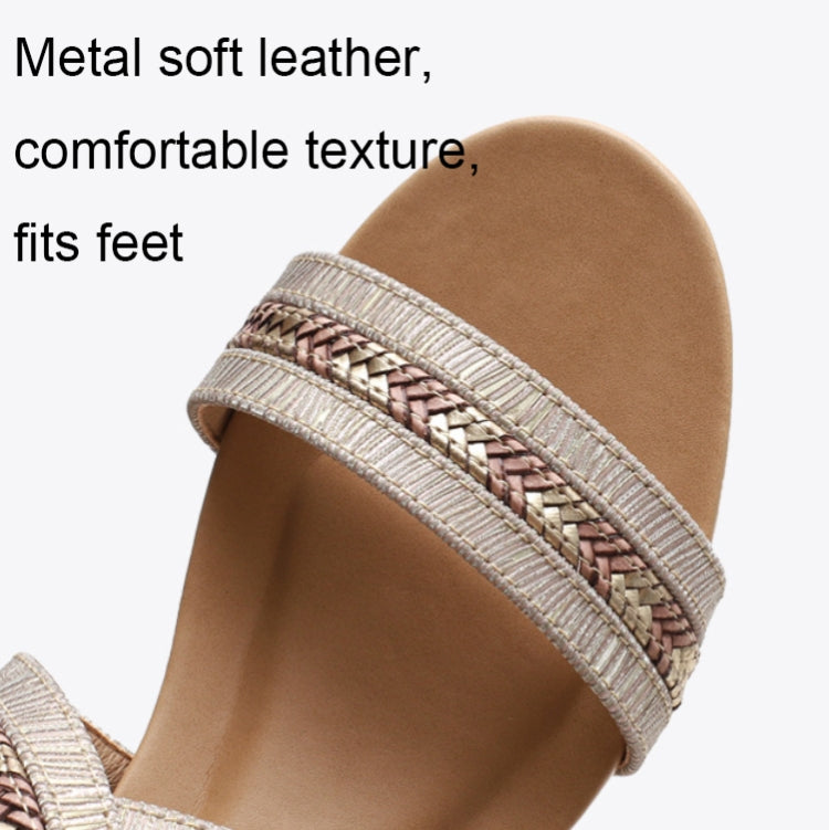 Ladies Summer Slope Heel Sandals Non-Slip Open-Toed Roman Style Shoes, Size: 42