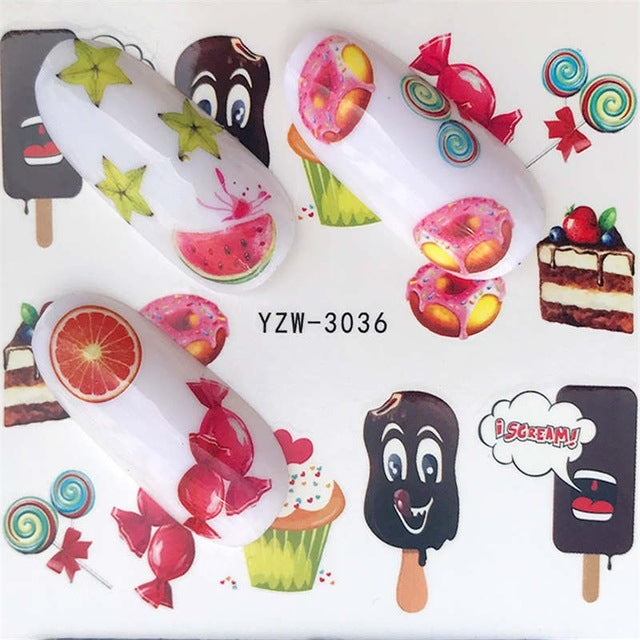 5 PCS Water Transfer Stickers Decals Flower Stickers for Nails, Color:YZW-3036