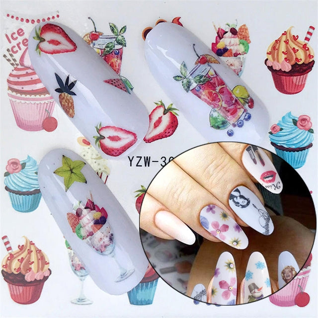 5 PCS Water Transfer Stickers Decals Flower Stickers for Nails, Color:YZW-3037