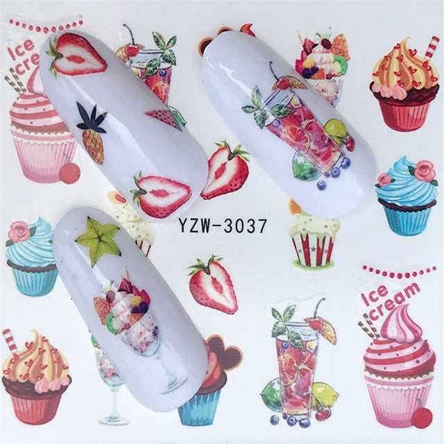 5 PCS Water Transfer Stickers Decals Flower Stickers for Nails, Color:YZW-3037