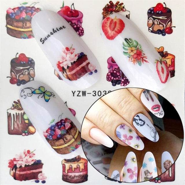 5 PCS Water Transfer Stickers Decals Flower Stickers for Nails, Color:YZW-3038