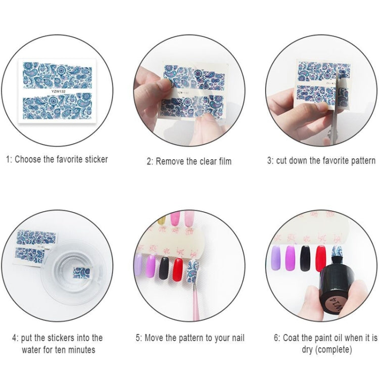 5 PCS Water Transfer Stickers Decals Flower Stickers for Nails, Color:YZW-3038