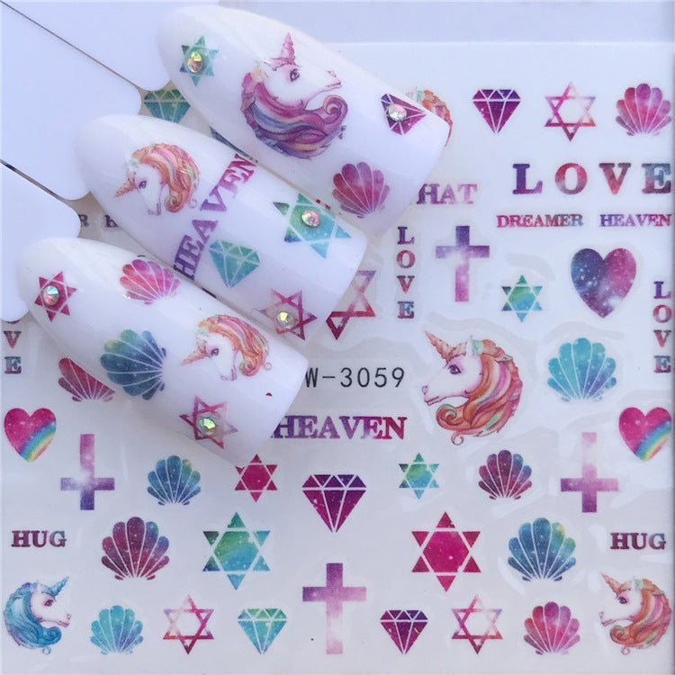 3 PCS Nail Sticker Set Decal Water Transfer Slider Nails Art Decoration, Color:YZW3059