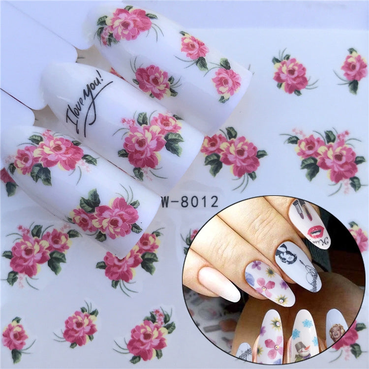 3 PCS Nail Sticker Set Decal Water Transfer Slider Nails Art Decoration, Color:YZW8012