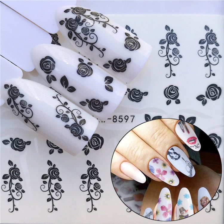 3 PCS Nail Sticker Set Decal Water Transfer Slider Nails Art Decoration, Color:YZW8597