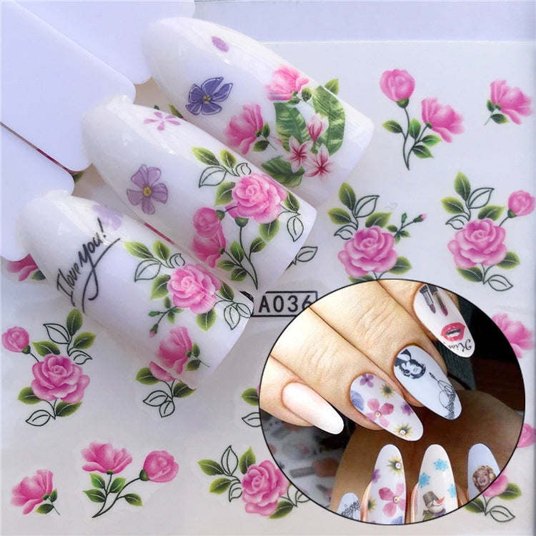 3 PCS Nail Sticker Set Decal Water Transfer Slider Nails Art Decoration, Color:YZWA036