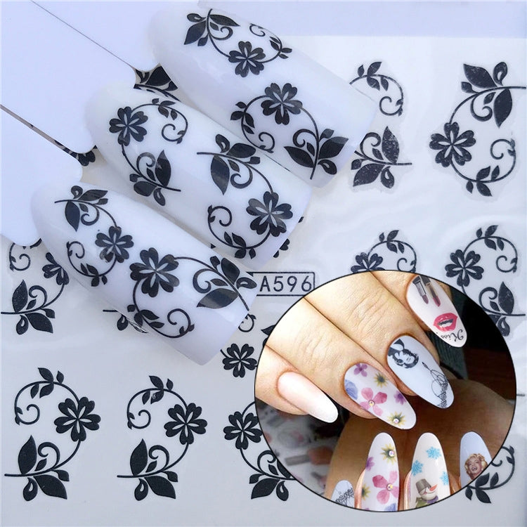 3 PCS Nail Sticker Set Decal Water Transfer Slider Nails Art Decoration, Color:YZWA596