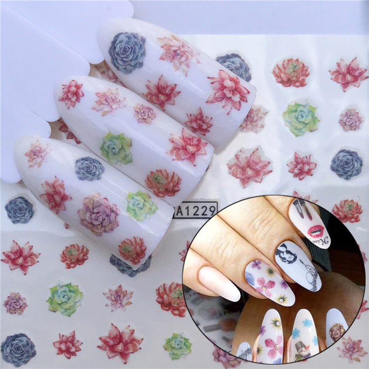3 PCS Nail Sticker Set Decal Water Transfer Slider Nails Art Decoration, Color:YZWA1229