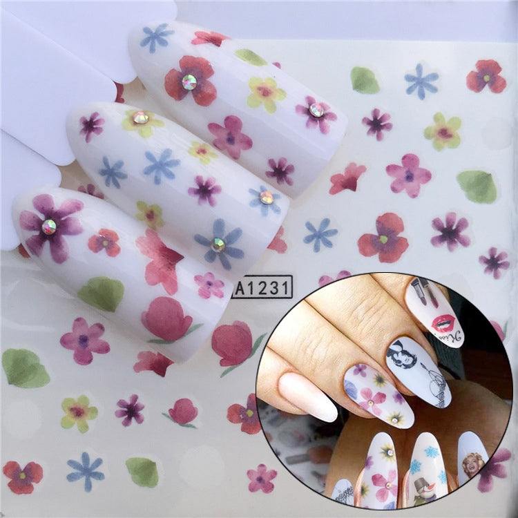 3 PCS Nail Sticker Set Decal Water Transfer Slider Nails Art Decoration, Color:YZWA1231