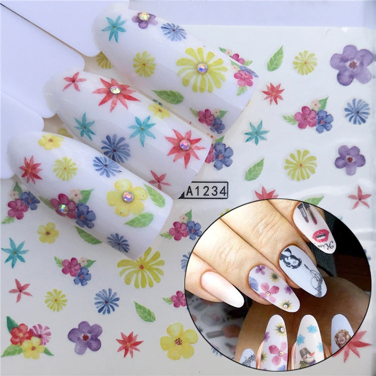 3 PCS Nail Sticker Set Decal Water Transfer Slider Nails Art Decoration, Color:YZWA1234