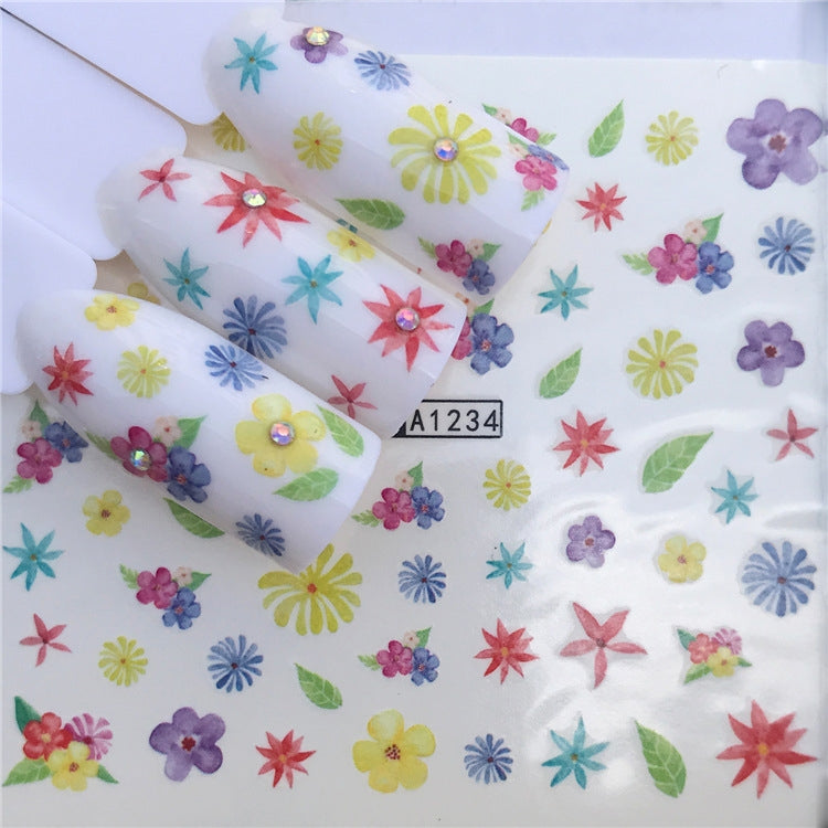3 PCS Nail Sticker Set Decal Water Transfer Slider Nails Art Decoration, Color:YZWA1234