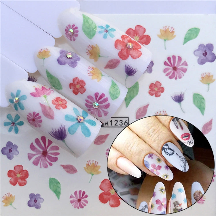 3 PCS Nail Sticker Set Decal Water Transfer Slider Nails Art Decoration, Color:YZWA1236