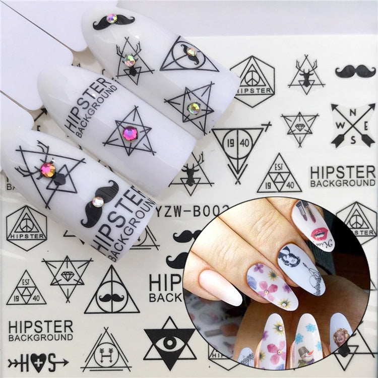 3 PCS Nail Sticker Set Decal Water Transfer Slider Nails Art Decoration, Color:YZWB002