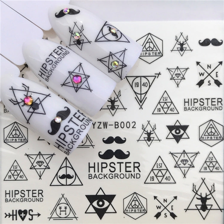 3 PCS Nail Sticker Set Decal Water Transfer Slider Nails Art Decoration, Color:YZWB002
