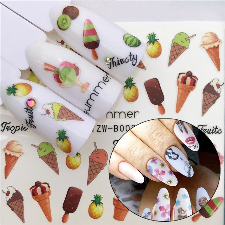 3 PCS Nail Sticker Set Decal Water Transfer Slider Nails Art Decoration, Color:YZWB003