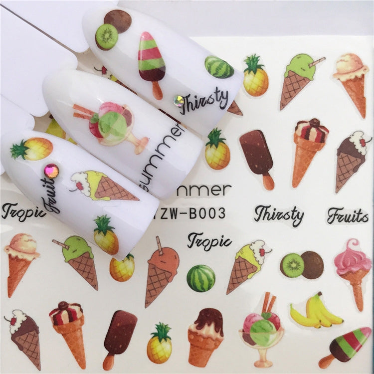 3 PCS Nail Sticker Set Decal Water Transfer Slider Nails Art Decoration, Color:YZWB003