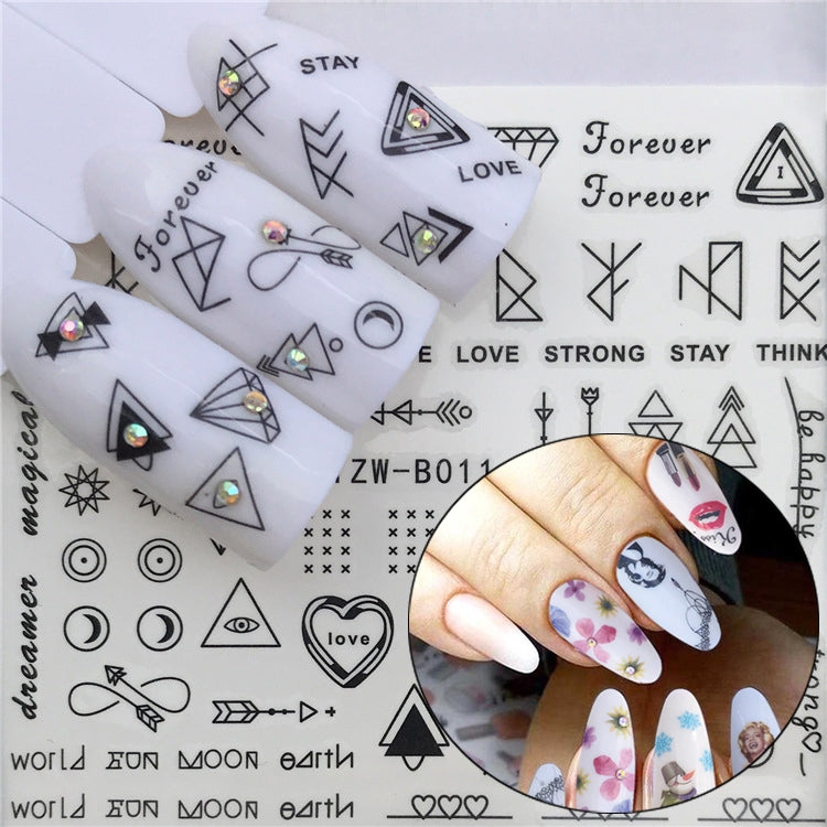 3 PCS Nail Sticker Set Decal Water Transfer Slider Nails Art Decoration, Color:YZWB011