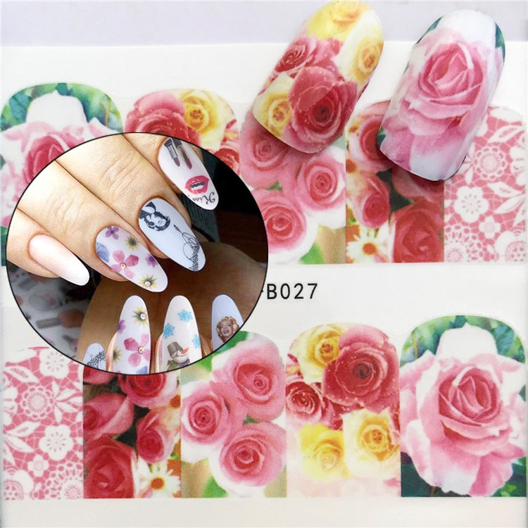 3 PCS Nail Sticker Set Decal Water Transfer Slider Nails Art Decoration, Color:YZWB027