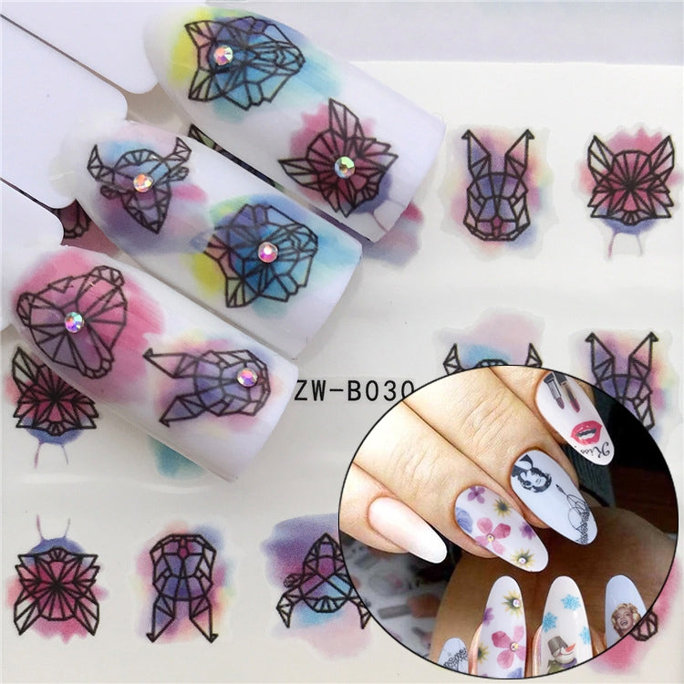 3 PCS Nail Sticker Set Decal Water Transfer Slider Nails Art Decoration, Color:YZWB030