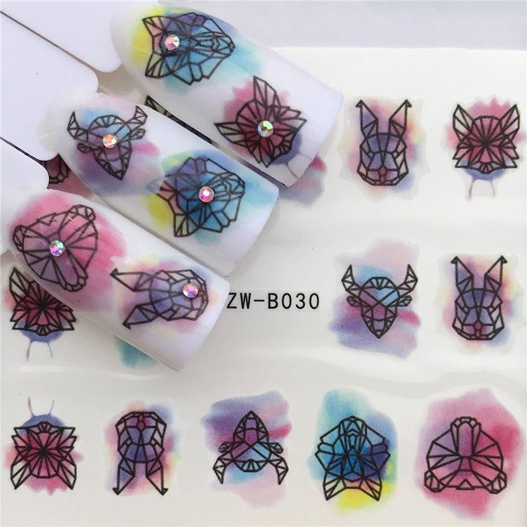 3 PCS Nail Sticker Set Decal Water Transfer Slider Nails Art Decoration, Color:YZWB030