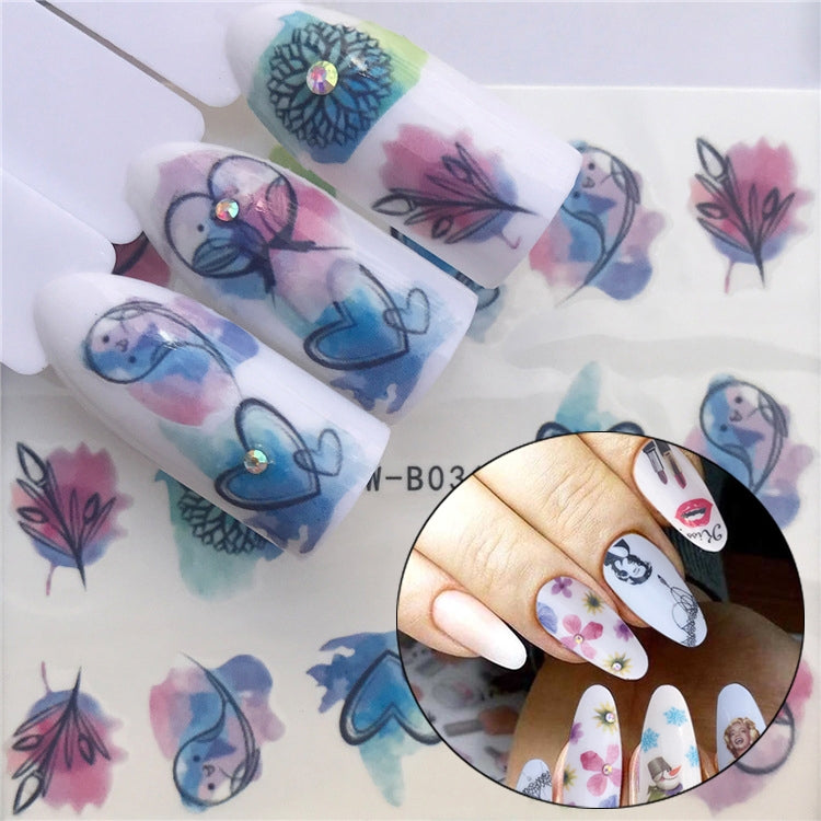 3 PCS Nail Sticker Set Decal Water Transfer Slider Nails Art Decoration, Color:YZWB031